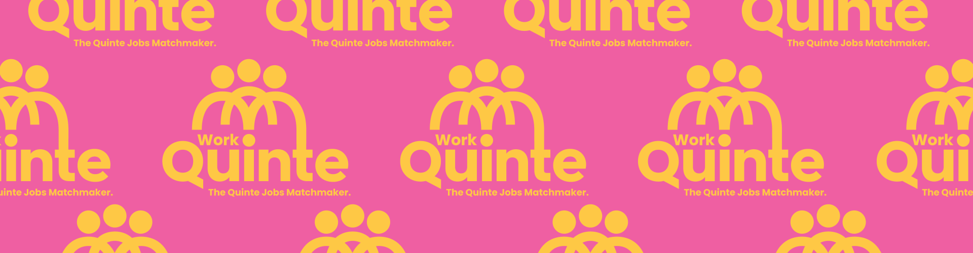 Pink background with orange Work in Quinte logo and The Quinte Jobs Matchmaker tagline.