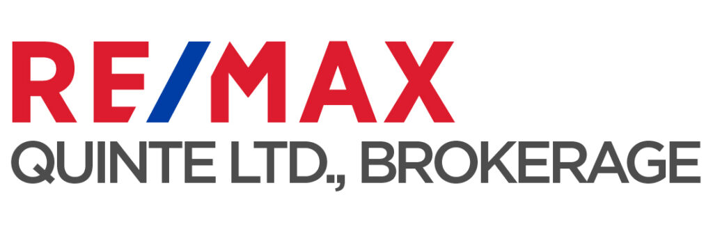 RE/MAX Quinte Ltd., Brokerage logo with "RE/MAX" in red and blue, and "QUINTE LTD., BROKERAGE" in gray text beneath.