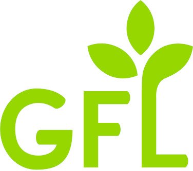 Green "GFL" logo with the letter "L" stylized as a plant stem and three leaves, representing an environmental or eco-friendly theme.