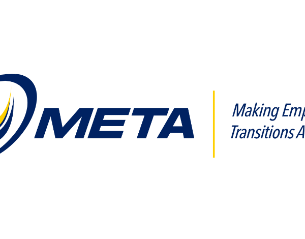 META logo with a stylized figure and the text “META” next to the phrase “Making Employment Transitions Attainable” in blue and yellow colors.